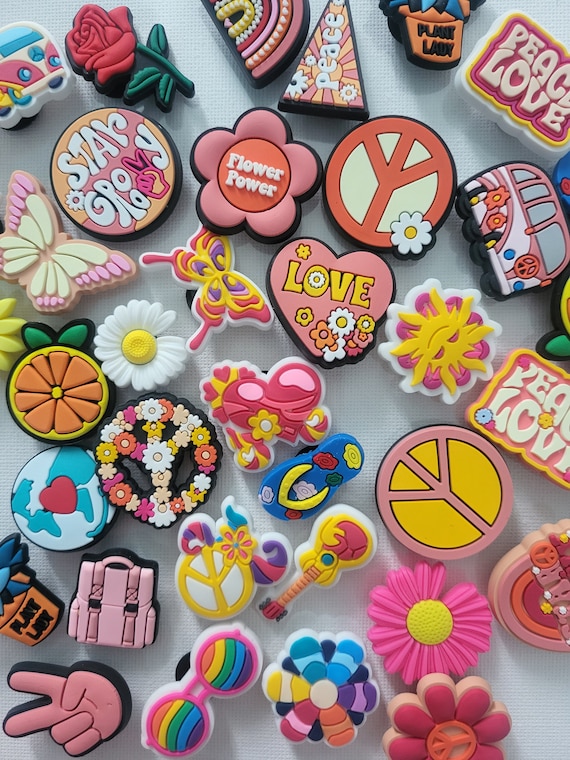 12 Pack Peace Love Hippy Vibes Croc Charms Shoe Jibbitz Etsy UK
