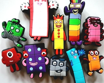 10 or 13 number blocks counting shoe charms girls boys 4+ years