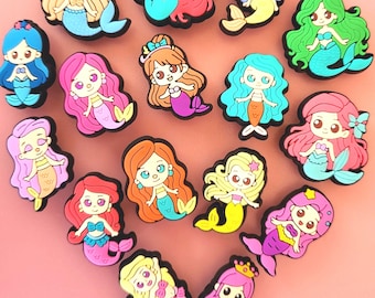 8 adornos Jibbitz de sirena para zapatos Crocs de niña