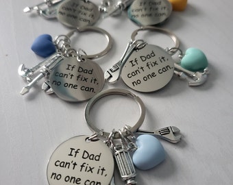 Dad Keyring Father's Day Birthday Gift 'If Dad can't fix it, no one can'
