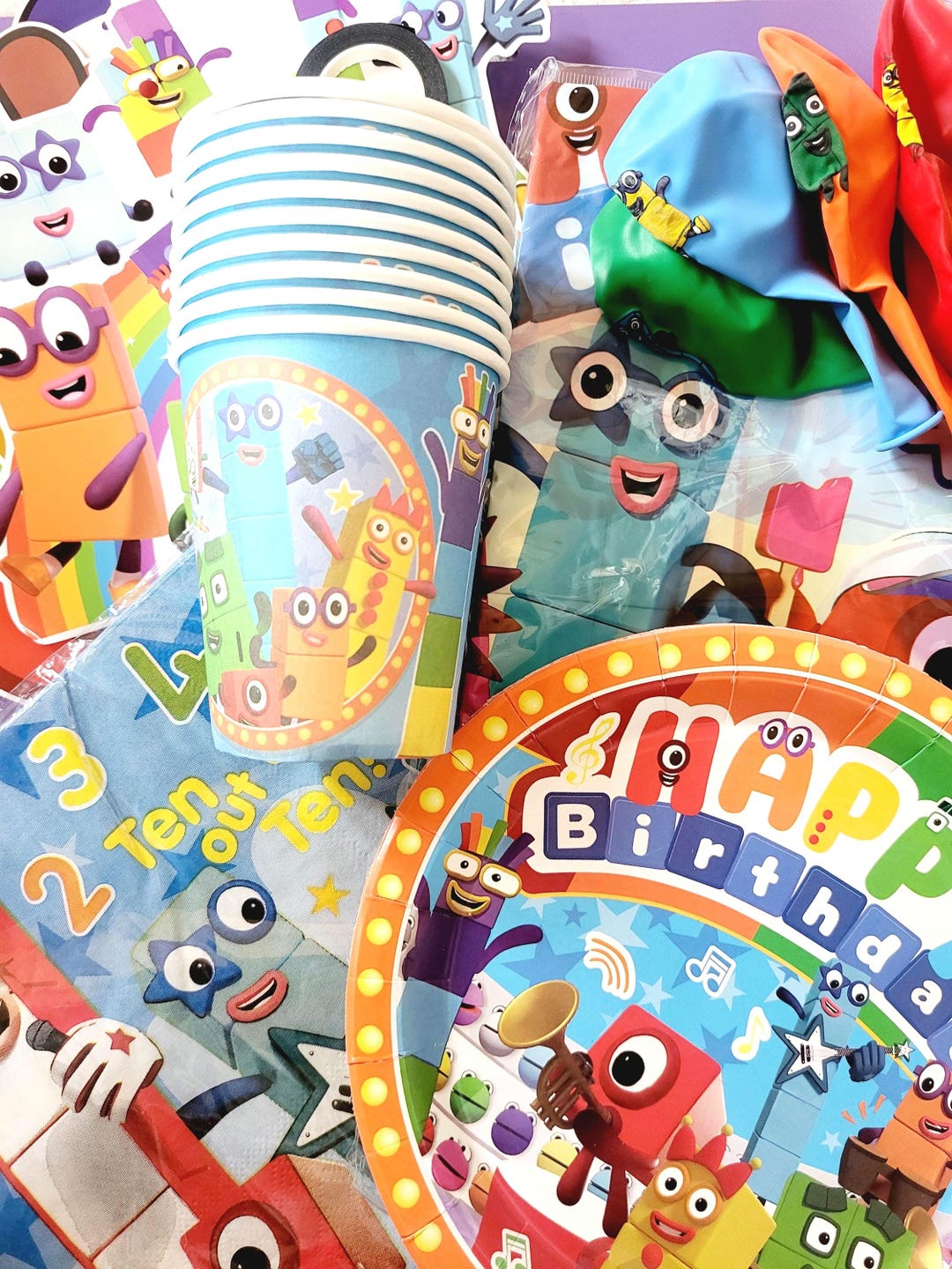 Number Blocks Party Decorations/tableware Bundle - Etsy