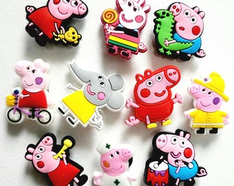 10 adornos para zapatos de Peppa Pig y George Pig de Jibbitz para niñas y niños a partir de 4 años