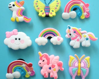 9 Girls unicorn butterfly rainbow shoe charms