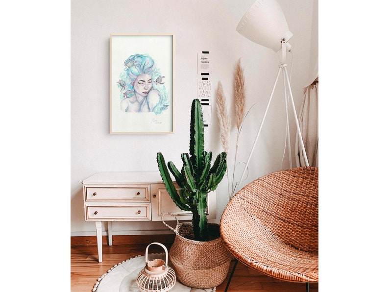 Watercolor Painting, Wall Art, Portrait, Ocean Art, Aquarelle Art