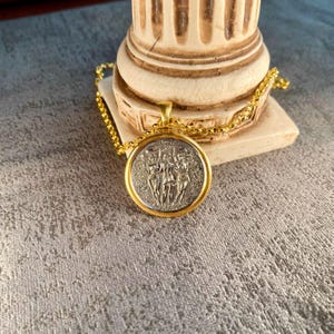 Silver Greek Coin Pendant: Three Graces Goddess Mythology Necklace image 5