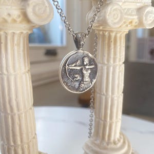 Silver Goddess Diana Necklace, Artemis Coin Pendant, Roman Goddess Diana Medallion, Unique Jewelry Gift Shop, Christmas Gift For Wife