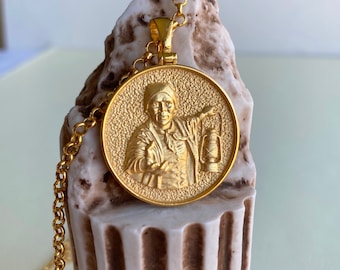 Gold Plated Harriet Tubman Pendant Necklace: Warrior Woman Jewelry