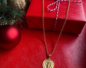 Gold Filled Lion Zodiac Coin Necklace, Personalized Astrology Leo Pendant