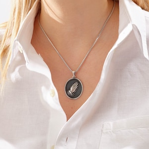 Silver Oxidized Religious Prayer Hand Necklace, Gift For Men, Gift For Women