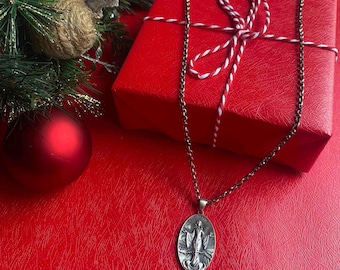 Silber slawische Pagan Göttin Ziva Halskette, doppelseitig spirituelles Leben und Todes Symbol Schmuck