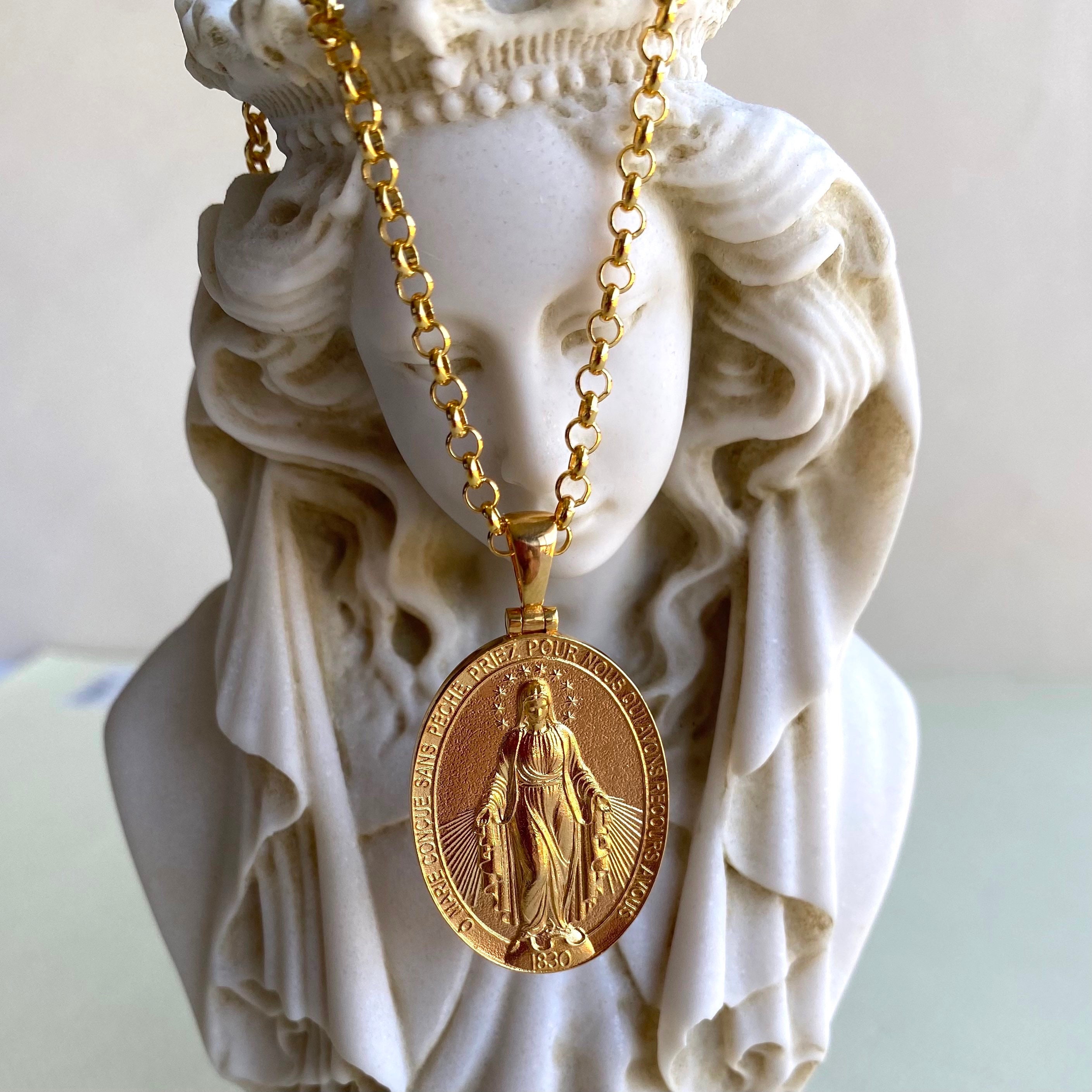 Virgin Mary Christian Women Jewelry Miraculous Religious Holy Etsy