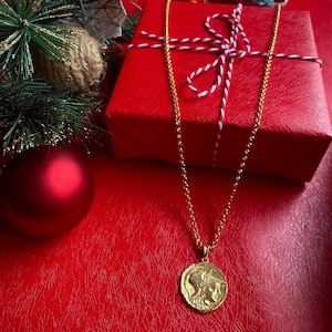 Pegasus Goddess Athena Coin Necklace: Gold Filled Double Sided Greek Mythology Pendant image 8