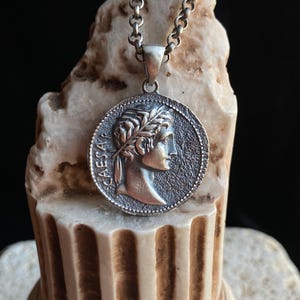 Silver Roman Coin Pendant, Julius Caesar Coin Necklace, Ancient Unisex Roman Pendant Gift, Gift for Boyfriend, Gift For Girlfriend
