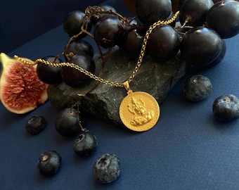 Gold Filled Lakshmi Goddess Pendant Necklace, Minimalist Spiritual Jewelry