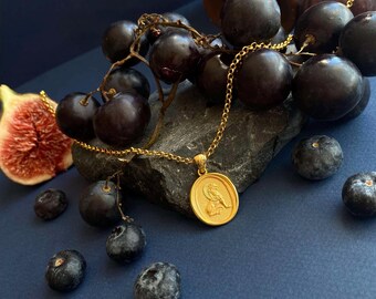 Gold Vermeil Lion Gryphon Necklace: Handmade Wax Seal Medallion