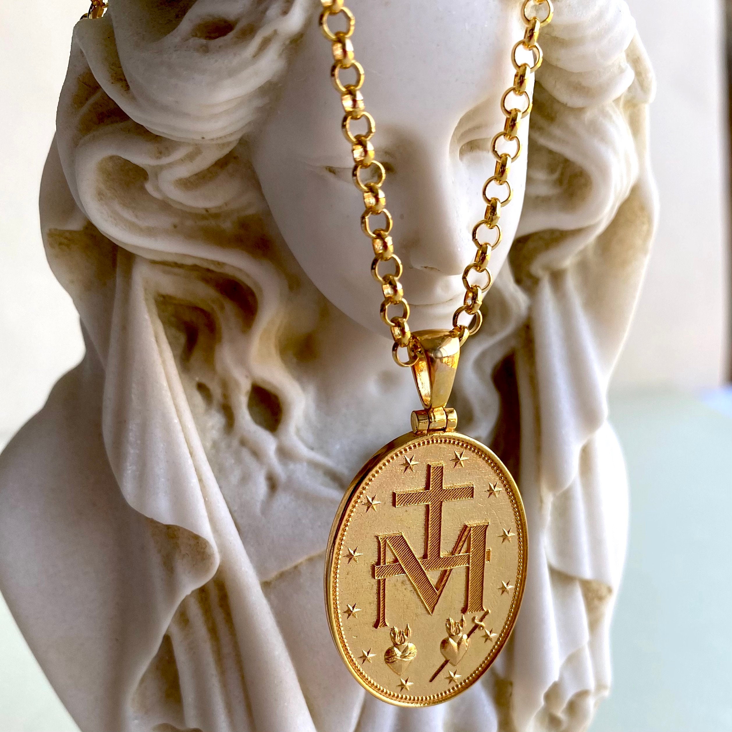 Virgin Mary Christian Women Jewelry Miraculous Religious Holy Etsy