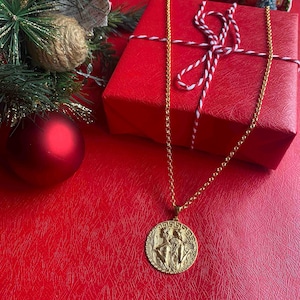 Gold Filled Victoria Coin Necklace, Roman Goddess Victoria Pendant, Greek Mythology Nike Medallion, Unique Christmas Pendant Gift For Wife