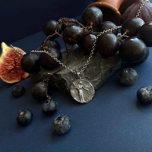 Silber griechische Göttin Demeter Münze Anhänger Halskette