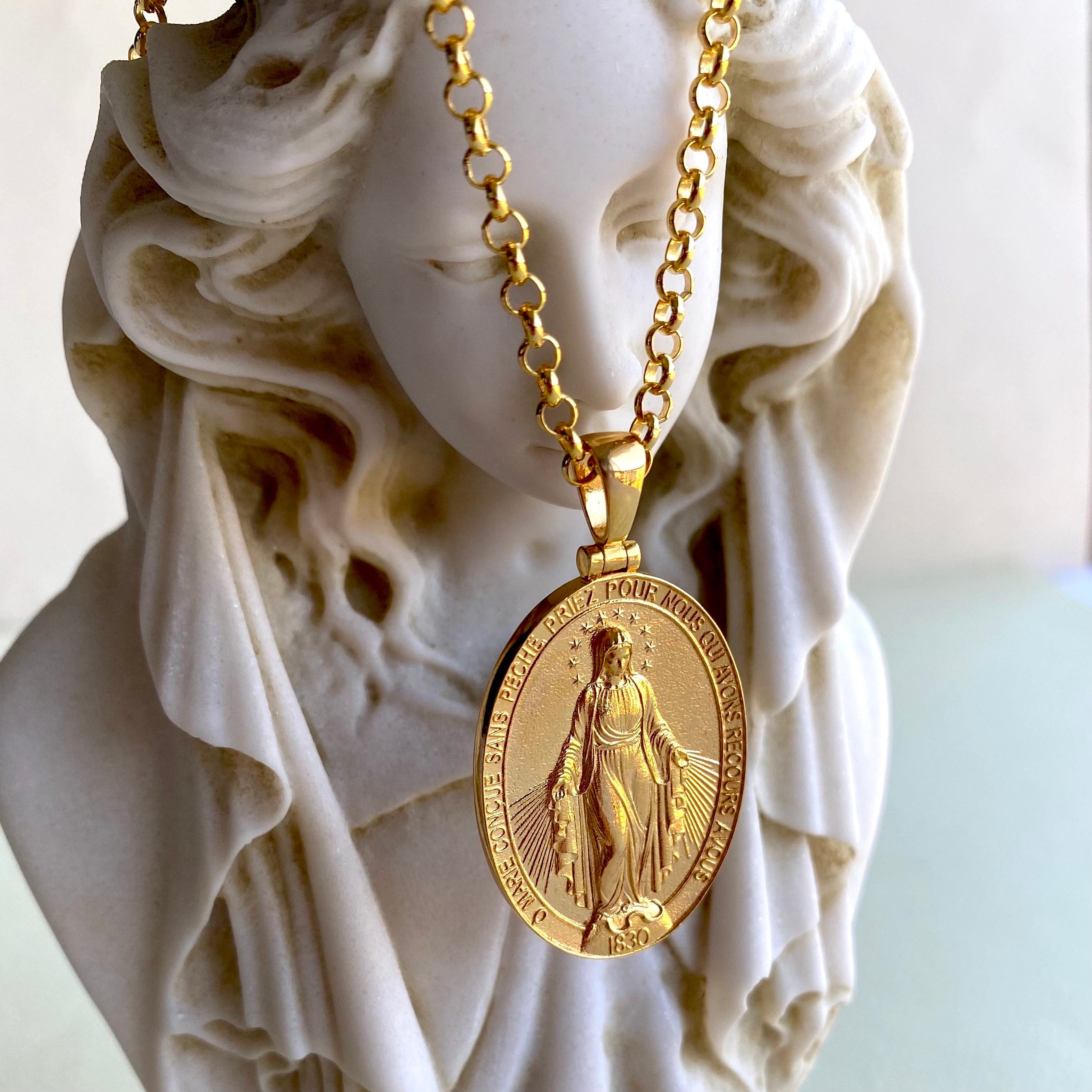 Virgin Mary Christian Women Jewelry Miraculous Religious Holy Etsy