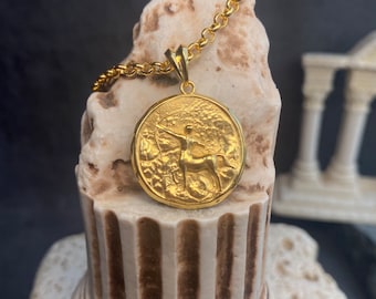 Gold Sagittarius Necklace: Ancient Zodiac Coin Pendant, Hypoallergenic