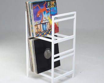 Vinyl holder Qube2 // Holds up to 180 LP // White metal rack