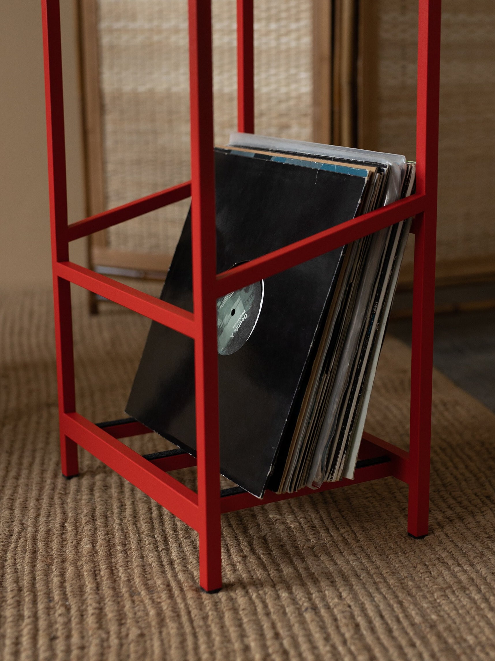 Vinyl Holder Tower // Holds up to 100 LP // Red Metal Rack - Etsy
