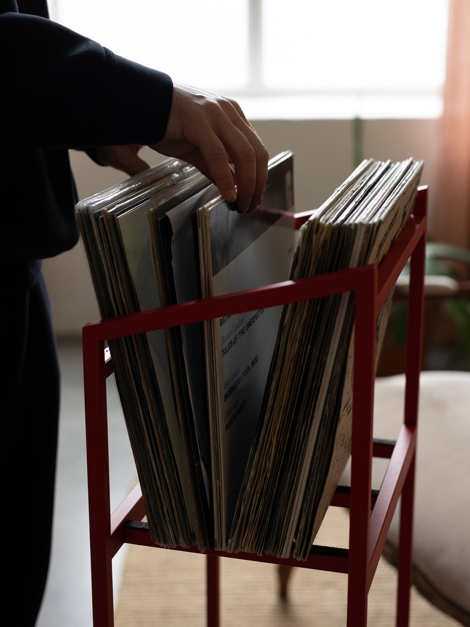 Vinyl Holder Tower // Holds up to 100 LP // Red Metal Rack - Etsy