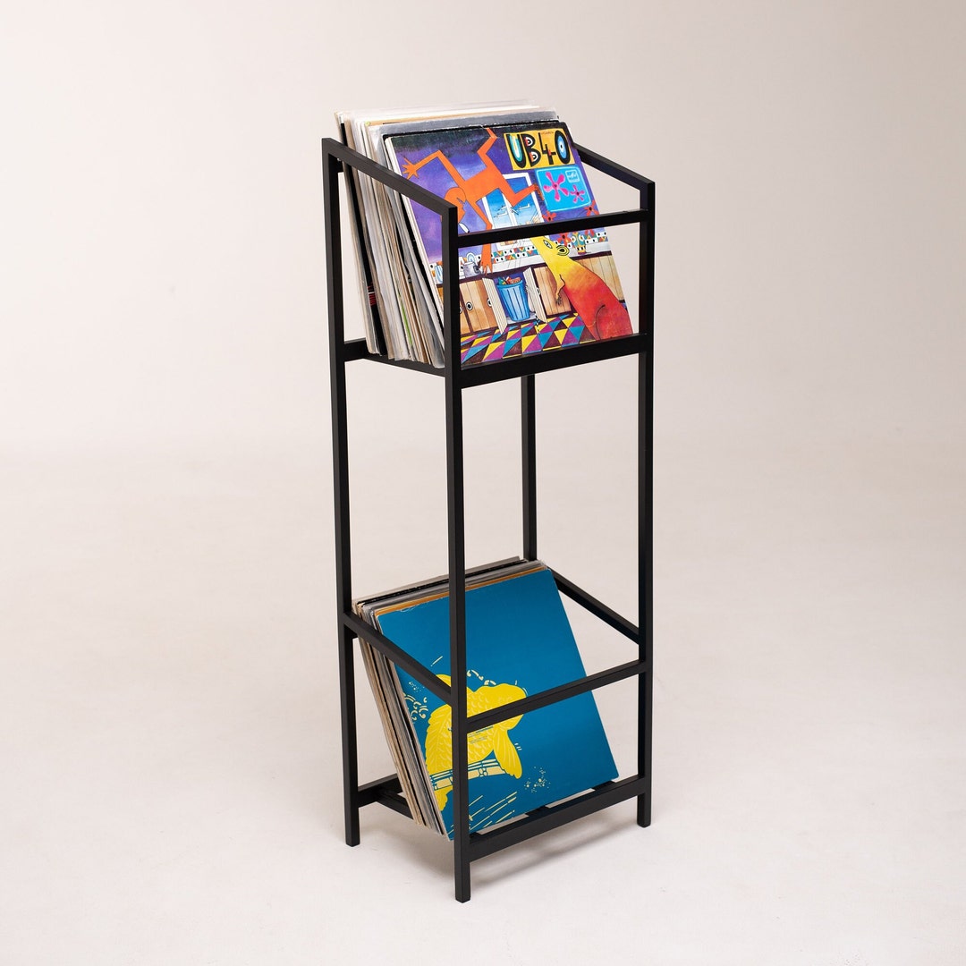 Vinyl Holder Tower // Holds up to 100 LP // Black Metal Rack - Etsy