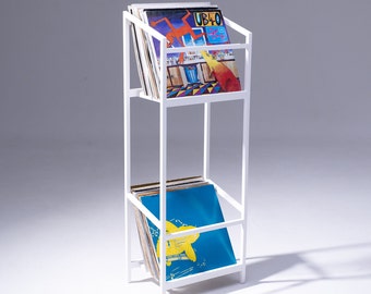 Vinyl holder Tower // Holds up to 100 LP // White metal rack