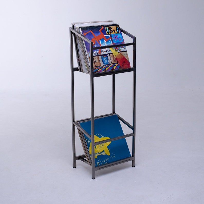 Vinyl holder Tower // Holds up to 100 LP // Metallic metal rack image 6