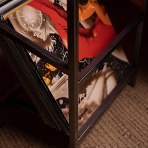 Vinyl holder Tower // Holds up to 100 LP // Metallic metal rack image 3