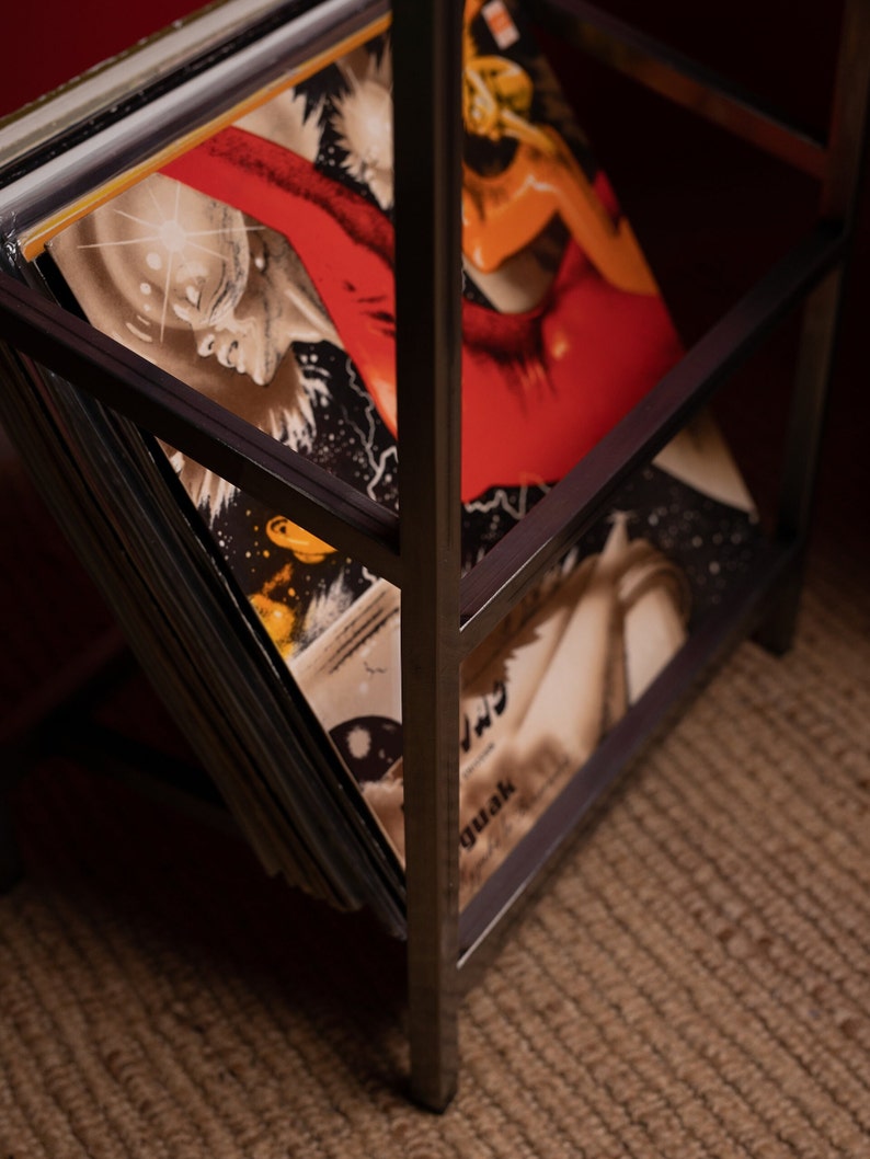 Vinyl holder Tower // Holds up to 100 LP // Metallic metal rack image 3