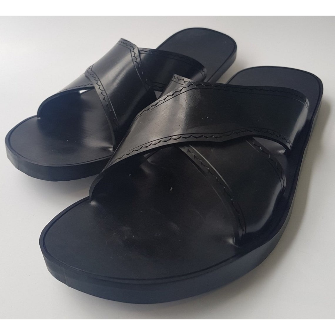 Handmade two large strap rubber sandals women's sandals Etsy