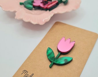 Pin's Tulipe miroir et paillettes