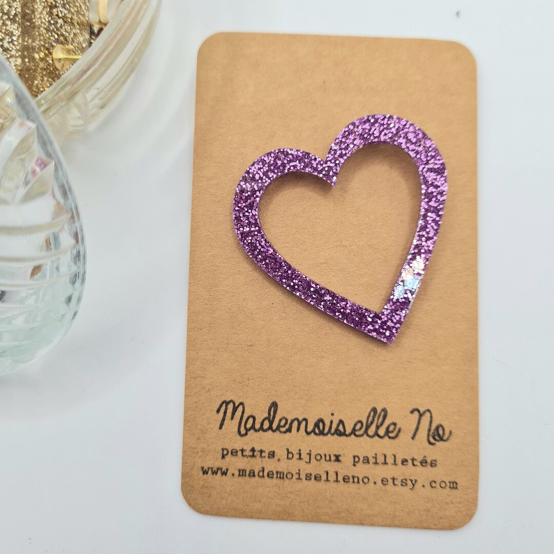 Glitter Heart Outline Pins Etsy