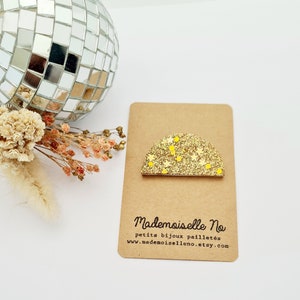 Broche soleil levant résine paillettes