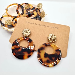 Resin glitter and tortoiseshell acetate earrings