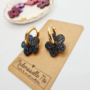 Maxi flower hoop earrings with interchangeable pendants
