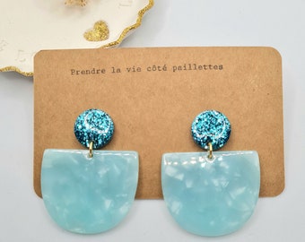 Resin, glitter and acetate earrings