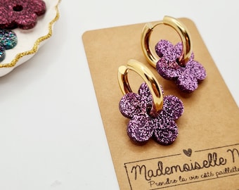 Maxi créoles Fleurs avec pendentifs interchangeables