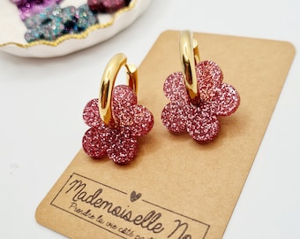 Maxi flower hoop earrings with interchangeable pendants
