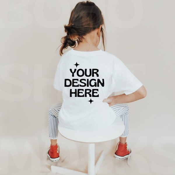 Kids T-shirt Mockup, Bella Canvas 3001t, Kids Model Mockup, Boho T-shirt Mockup, White Tshirt Kids Mockup, Back of shirt kids mockup