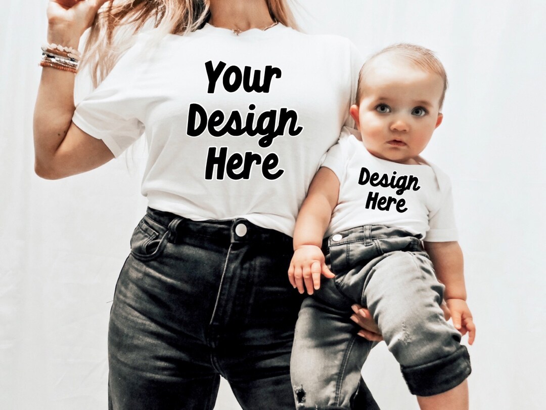 Mommy and Me White T-shirt Mockup Models Mother Baby Shirt Mother ...