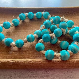 Aqua Wooden Bead Infinity Loop / Boho Chic Decorative Coffee Table Vase Beads /  Farmhouse Wood Bead Garland