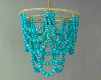 Mint Wood Bead Chandelier Plug-in / Pendant Light - &quot;Willa&quot;
