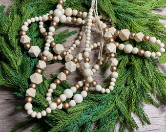 Wood Bead Garland Holiday Decorations