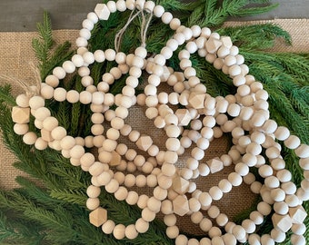 Wood Bead Garland Holiday Decorations