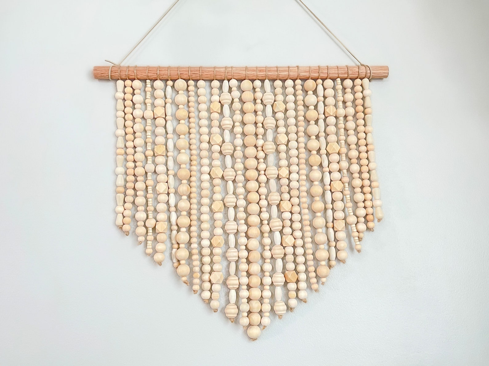 Large Geometric Wood Bead Wall Hanging Tapestry Etsy