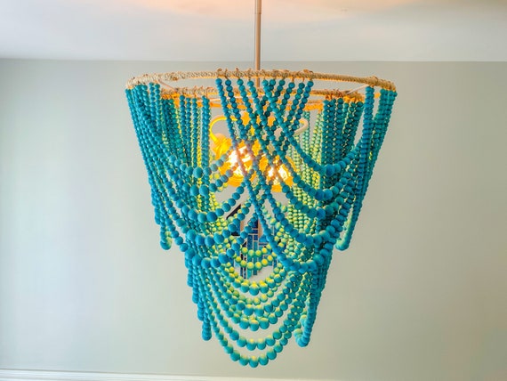 Turquoise Beaded 20 Chandelier lorelai Etsy UK