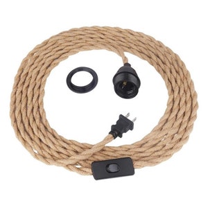 Hemp Rope Pendant Plug-in Light Cord with Switch